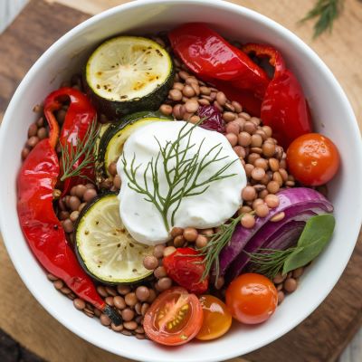 Ensalada de Lentejas con Vegetales Asados